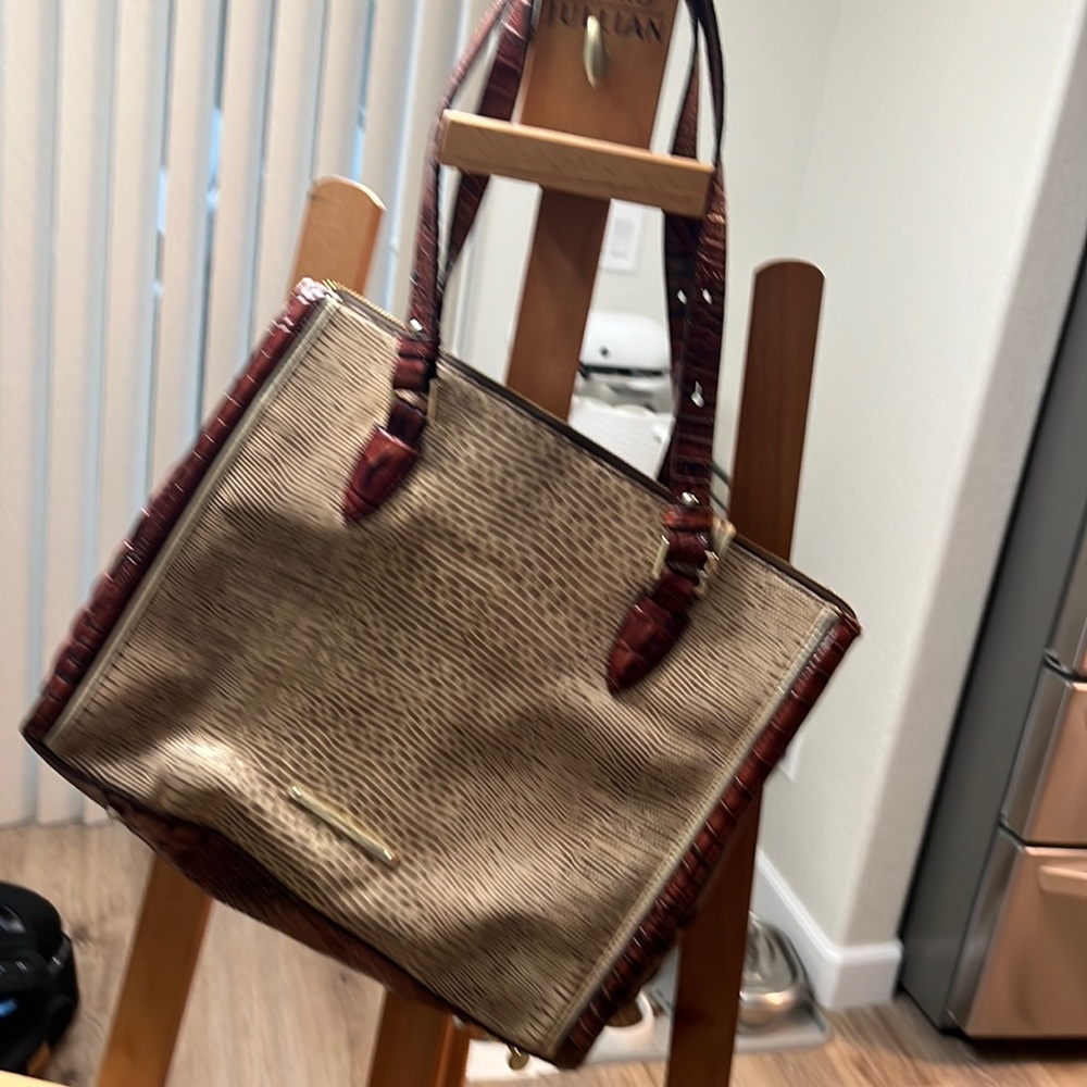 Brahmin crocodile w/gold trim purse